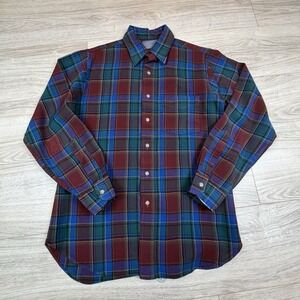 Vintage Sir Pendleton 100% Pure Virgin Wool Plaid Button Up Shirt USA Size M